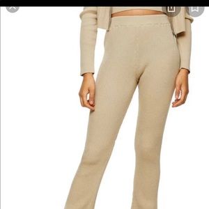 NWT Topshop Flare Knit Trousers in Nude